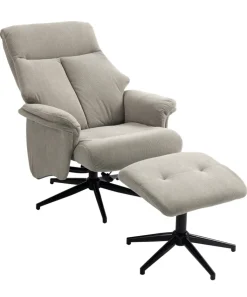 QUARTIER Sessel mit Hocker INA beige-grau