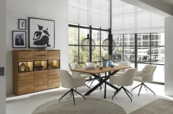 set one by Musterring Highboard JACKSON 150 x 130 cm Eiche massiv/Korpus Eiche furniert