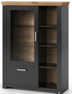 set one by Musterring Highboard YORK 13 anthrazit /Eiche Artisan