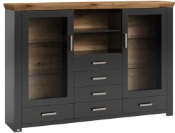 set one by Musterring Highboard YORK 56 anthrazit /Eiche Artisan