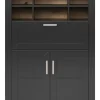 set one by Musterring Highboard YORK 15 105x143 cm anthrazit /Eiche Artisan Dekor