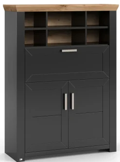 set one by Musterring Highboard YORK 15 105x143 cm anthrazit /Eiche Artisan Dekor