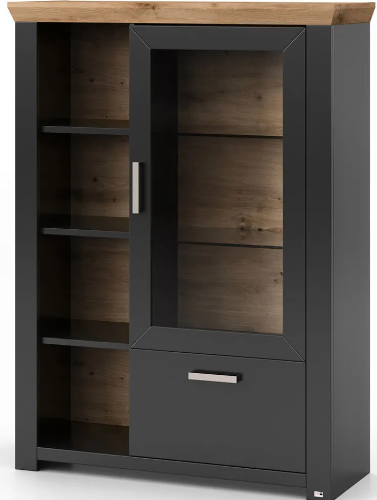 set one by Musterring Highboard YORK 14 anthrazit /Eiche Artisan