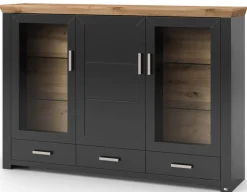 set one by Musterring Highboard YORK 57 anthrazit /Eiche Artisan