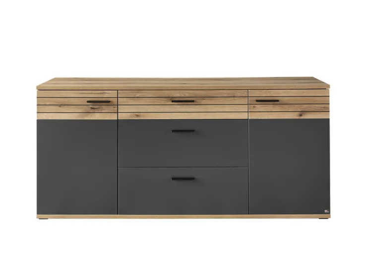 set one by Musterring Kommode QUINCY 180x82 cm Anthrazit/Coast Evoke Eiche