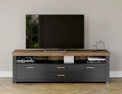 set one by Musterring Lowboard YORK 35 200x63 cm - anthrazit /Eiche Artisan