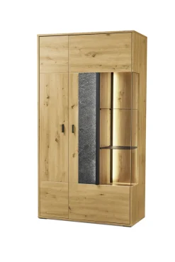 set one by Musterring Vitrine DELTONA 94x171 cm Eiche Artisan Dekor / Sandstein