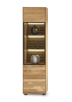 set one by Musterring Vitrine JACKSON 50 x 198 cm Eiche massiv/Eiche furniert