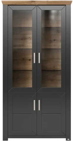 set one by Musterring Vitrine YORK 17 anthrazit /Eiche Artisan