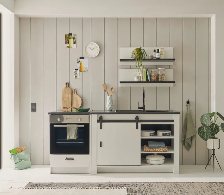 QUARTIER SHERWOOD Küche Kombi K Pinie Weiß/Anthrazit