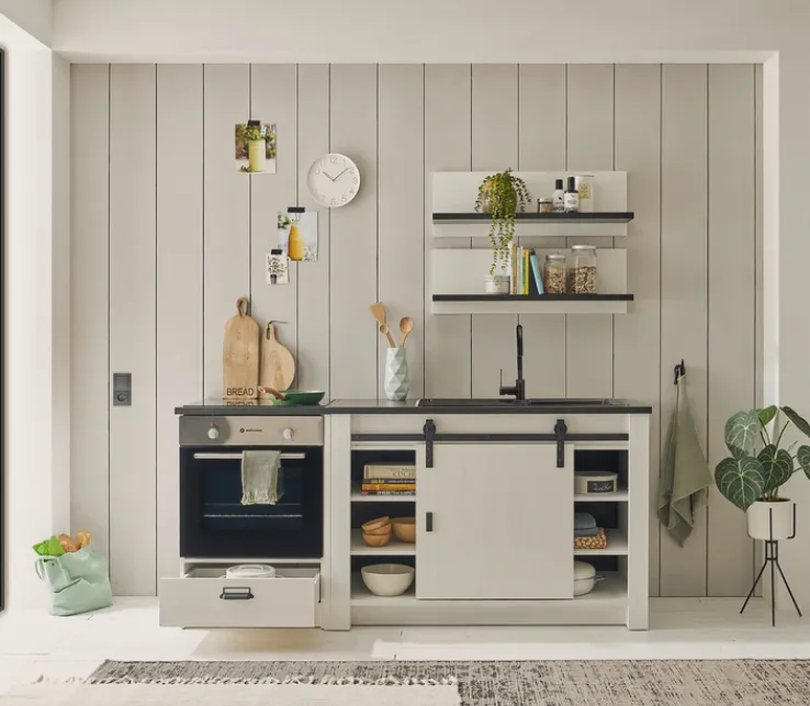 QUARTIER SHERWOOD Küche Kombi K Pinie Weiß/Anthrazit