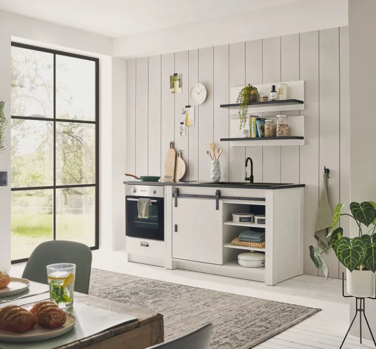 QUARTIER SHERWOOD Küche Kombi K Pinie Weiß/Anthrazit