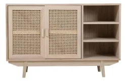Sideboard 100 x 65 cm Braun/ Rattan