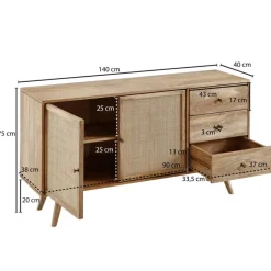 Sideboard 140 x 75 cm Mango massiv