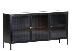 QUARTIER Sideboard 140 x 72 cm Platte Marmor weiß/Türfront Strukturglas
