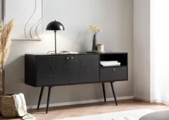 Sideboard 140 x 75 cm schwarz matt