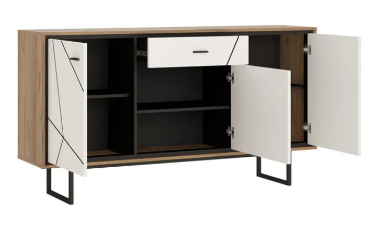 QUARTIER Sideboard BROLO 167 x 90,3 cm weiß/ schwarz