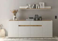 Sideboard CITY 223 x 86 cm weiß/braun