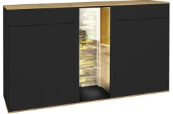 QUARTIER Sideboard COMO 159 x 90 cm Anthrazit matt Lack/Asteiche-Dekor