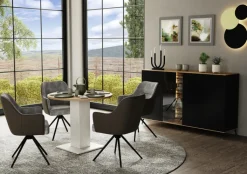 QUARTIER Sideboard COMO 169 x 90 cm Anthrazit matt Lack/Asteiche-Dekor