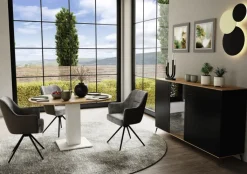 QUARTIER Sideboard COMO 169 x 90 cm Anthrazit matt Lack/Asteiche-Dekor