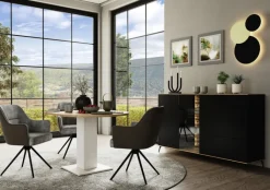 QUARTIER Sideboard COMO 169 x 90 cm Anthrazit matt Lack/Asteiche-Dekor