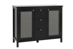 QUARTIER Sideboard CORDOBA 110 x 90 cm schwarz / Geflecht Nobel