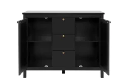 QUARTIER Sideboard CORDOBA 110 x 90 cm schwarz / Geflecht Nobel