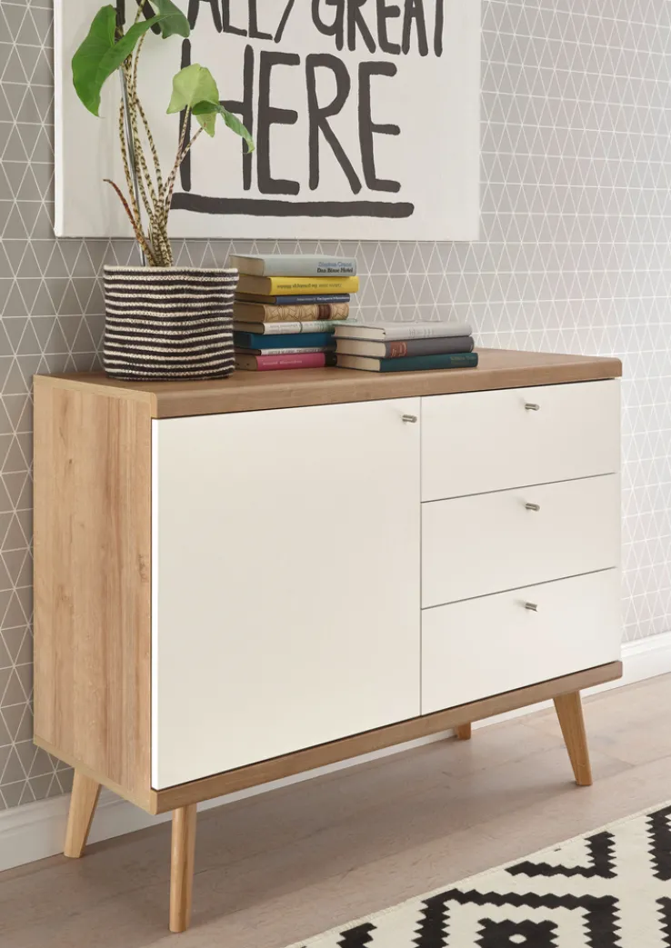 Sideboard LENA_MERLE 107 cm Eiche Riviera NB/ weiß matt