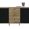 QUARTIER Sideboard Lou 89 x 154 x 41 cm Nox Oak Nachbildung Braun/Schwarz