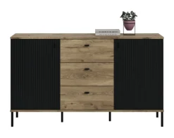 QUARTIER Sideboard Lou 89 x 154 x 41 cm Nox Oak Nachbildung Braun/Schwarz