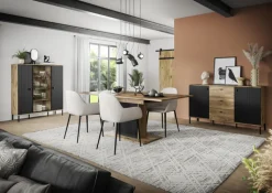 QUARTIER Sideboard Lou 89 x 154 x 41 cm Nox Oak Nachbildung Braun/Schwarz