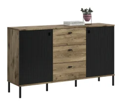 QUARTIER Sideboard Lou 89 x 154 x 41 cm Nox Oak Nachbildung Braun/Schwarz