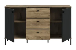 QUARTIER Sideboard Lou 89 x 154 x 41 cm Nox Oak Nachbildung Braun/Schwarz