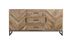 QUARTIER Sideboard LUANDA 160 x 80 cm Akazie massiv natur/schwarz