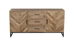 QUARTIER Sideboard LUANDA 160 x 80 cm Akazie massiv natur/schwarz