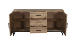 QUARTIER Sideboard LUANDA 160 x 80 cm Akazie massiv natur/schwarz