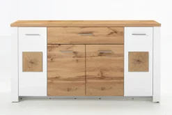 QUARTIER Sideboard RAMIRA 164x87 cm Weiß supermatt / Eiche Nachbildung