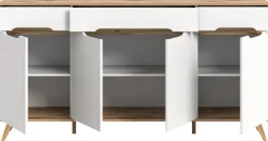 QUARTIER Sideboard SCANDI 185x95x40 cm Weiß Braun Nox Oak Nachbildung