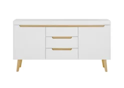 Sideboard SVANTE_TORGE 160 x 83 cm weiß/braun