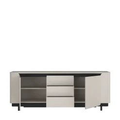 QUARTIER Sideboard VODOL 205x78 cm Sand/Schwarz