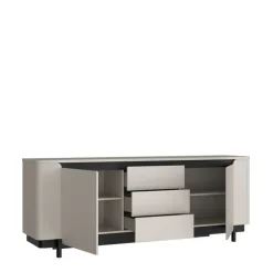 QUARTIER Sideboard VODOL 205x78 cm Sand/Schwarz