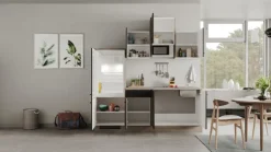 QUARTIER Singleküche MARY Touch Schwarz/Endgrain Oak ca.210x205x60 cm