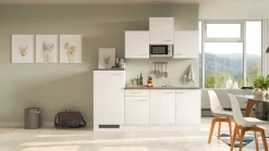 QUARTIER Singleküche PETE Weiß Matt/Weiß Caledonia Dekor ca. 210/205/60 cm