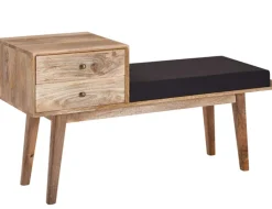 Sitzbank 120 x 65 cm Braun/ Schwarz