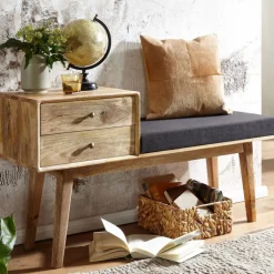 Sitzbank 120 x 65 cm Braun/ Schwarz