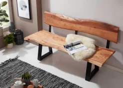 Sitzbank 60 x 180 cm braun schwarz