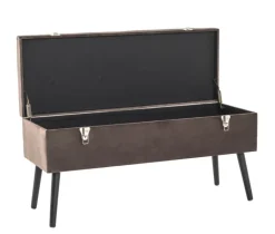 Sitztruhe 106 x 52 cm Schwarz/ Braun