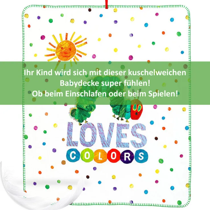 Smithy by Dagmar Nelk Smithy Kinderdecke RAUPE NIMMERSATT 75 x 90 cm weiß/mehrfarbig