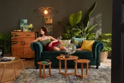 QUARTIER Sofa 3-Sitzer LONDON Stoffbezug dunkelgrün